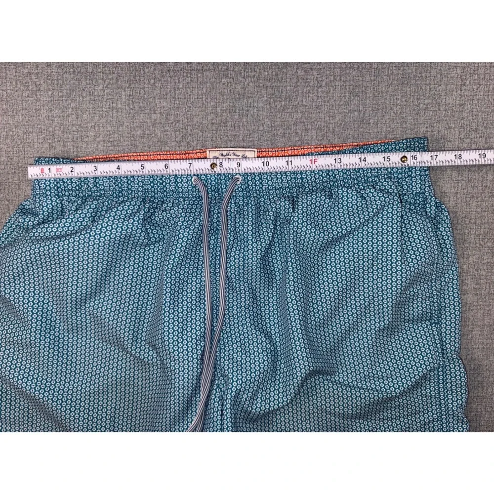 Ted Baker Mens Teal Blue Geometric Lobster Print Swim Trunks Board Shorts Size 5